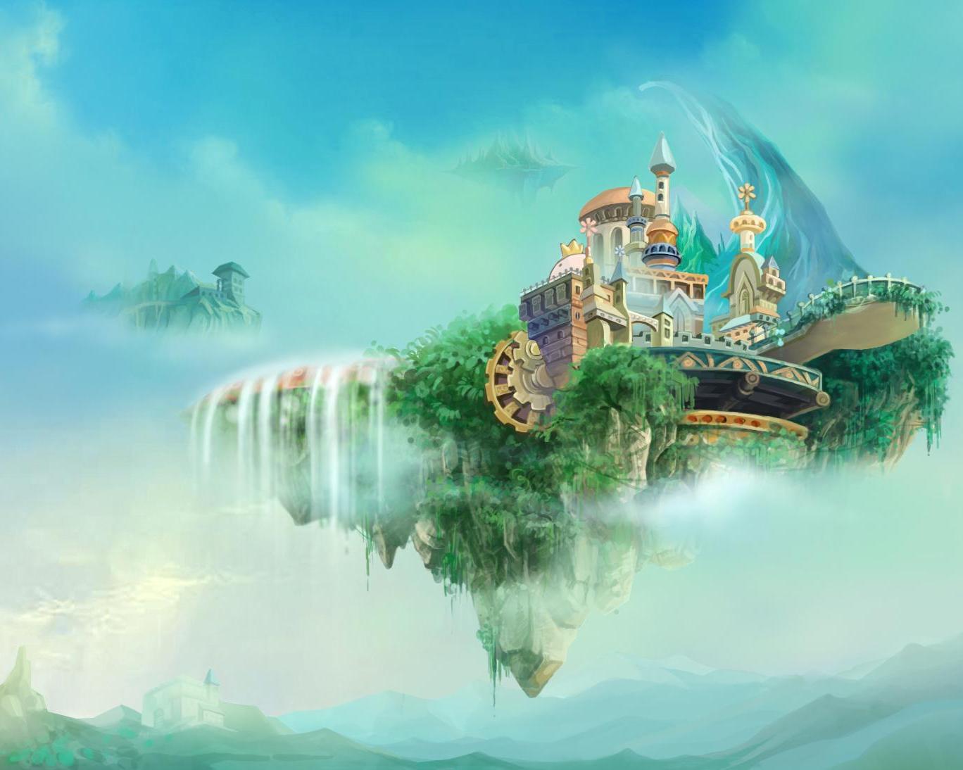 Мир чудес. Авалон замок. Сказочный мир. Сказочный остров. Сказочный летающий остров.