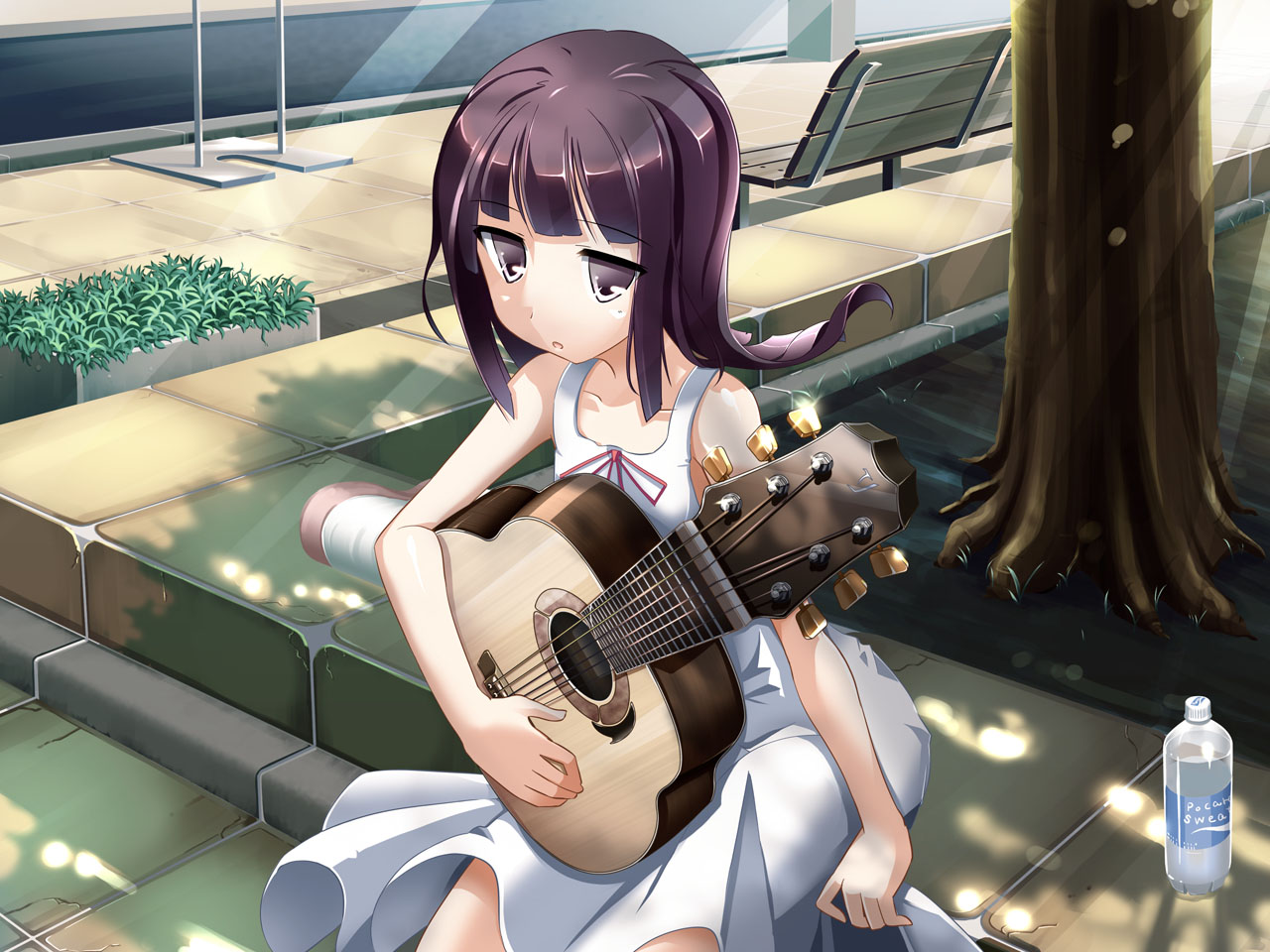 Анимешная девочка с гитарой