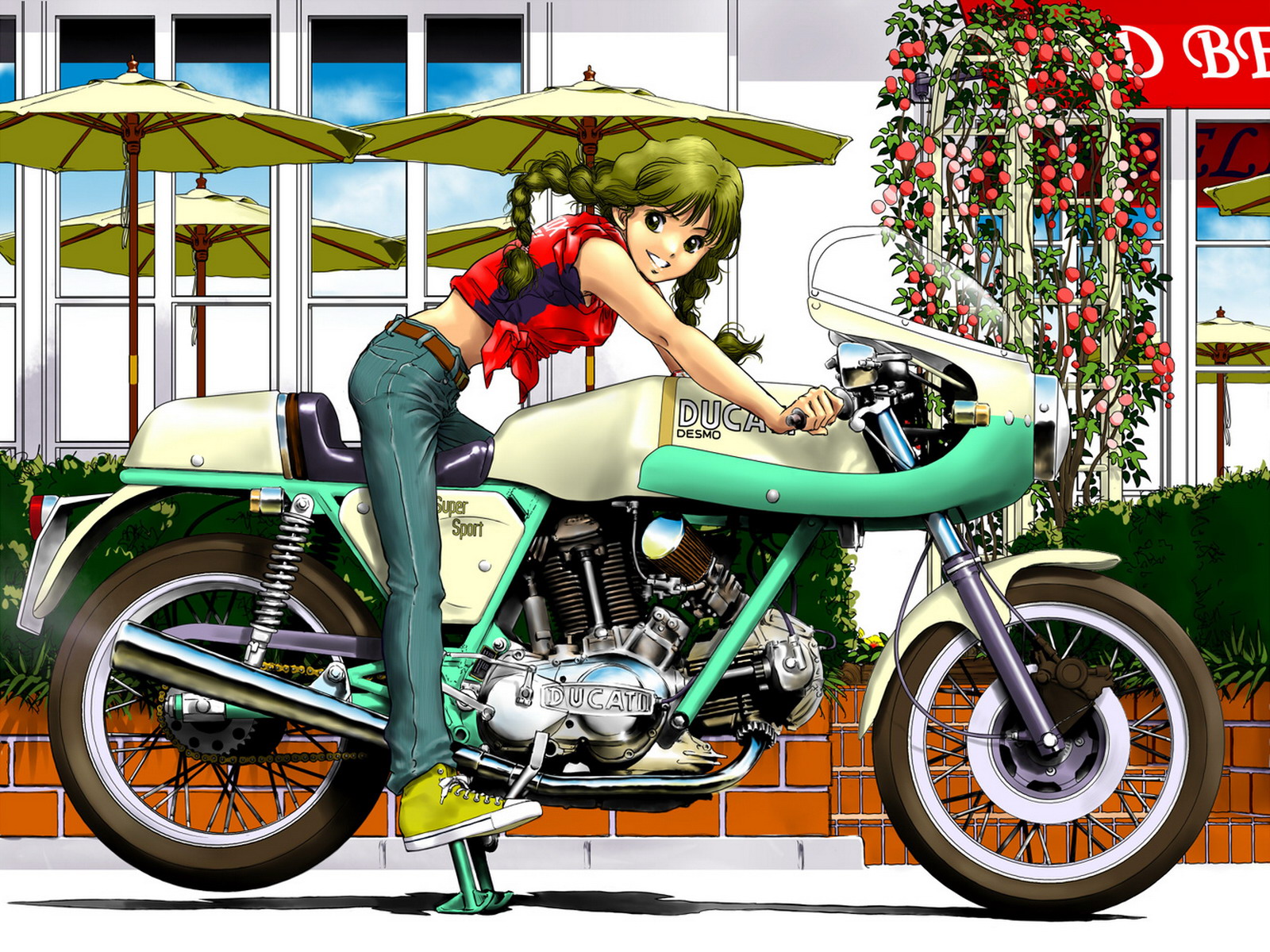 Мотоцикл мопед аниме