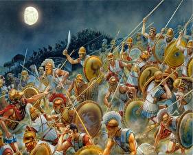 Фото Живопись Night attack at Epipolai - campaing of Syracuse 415 to 413 BC