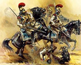 Фотография Живопись Borodino - Carabiniers under fire - Artist - A. Telenik