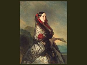 Обои для рабочего стола Живопись Grand Duchess Maria Nikolayevna - Francois Xavier Winterhalter