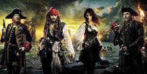 Картинки Пираты Карибского моря Johnny Depp Penelope Cruz Джеффри Раш