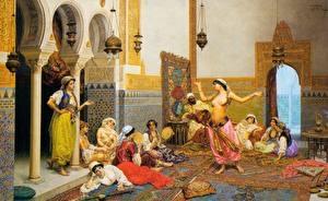 Обои Картина Giulio Rosati - The Harem Dance