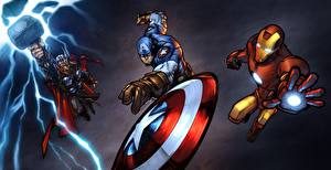 Картинка Супергерои Капитан Америка герой Железный человек герой Тор герой Фэнтези