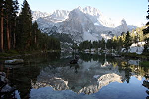 Картинка Парк Гора Lake Reflection Sequoia National Park & Kings Canyon National Park [US