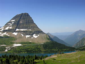 Фотографии Парки Горы Bearhat Mount and Hidden Lake Glacier [USA, Montana] Природа