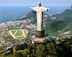 Фото Памятники Бразилия Рио-де-Жанейро Статуя христа-искупителя