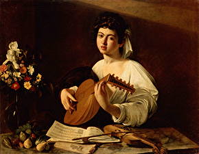 Картинки Картина Caravaggio Michelangelo Merisi da - The Lute-Player