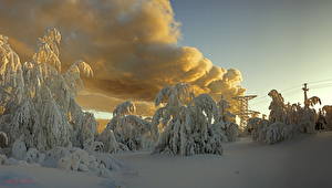 Картинки Времена года Зима Небо Снег Облачно HDR