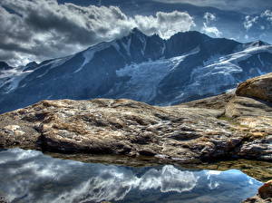 Обои Гора Камни Небо Австрия Облачно HDR Альп