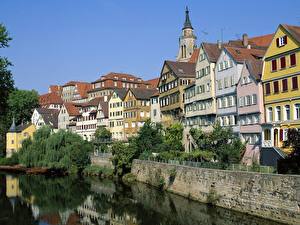 Картинка Здания Германия Тюбинген. Neckar River and Town View